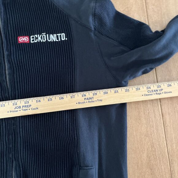 Vintage Ecko Unltd Jacket 2XL Zip Ribbed Mock Neck Black Biker Street XXL Y2K - Picture 13 of 15